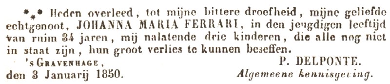 Johanna M. Ferrari †1850